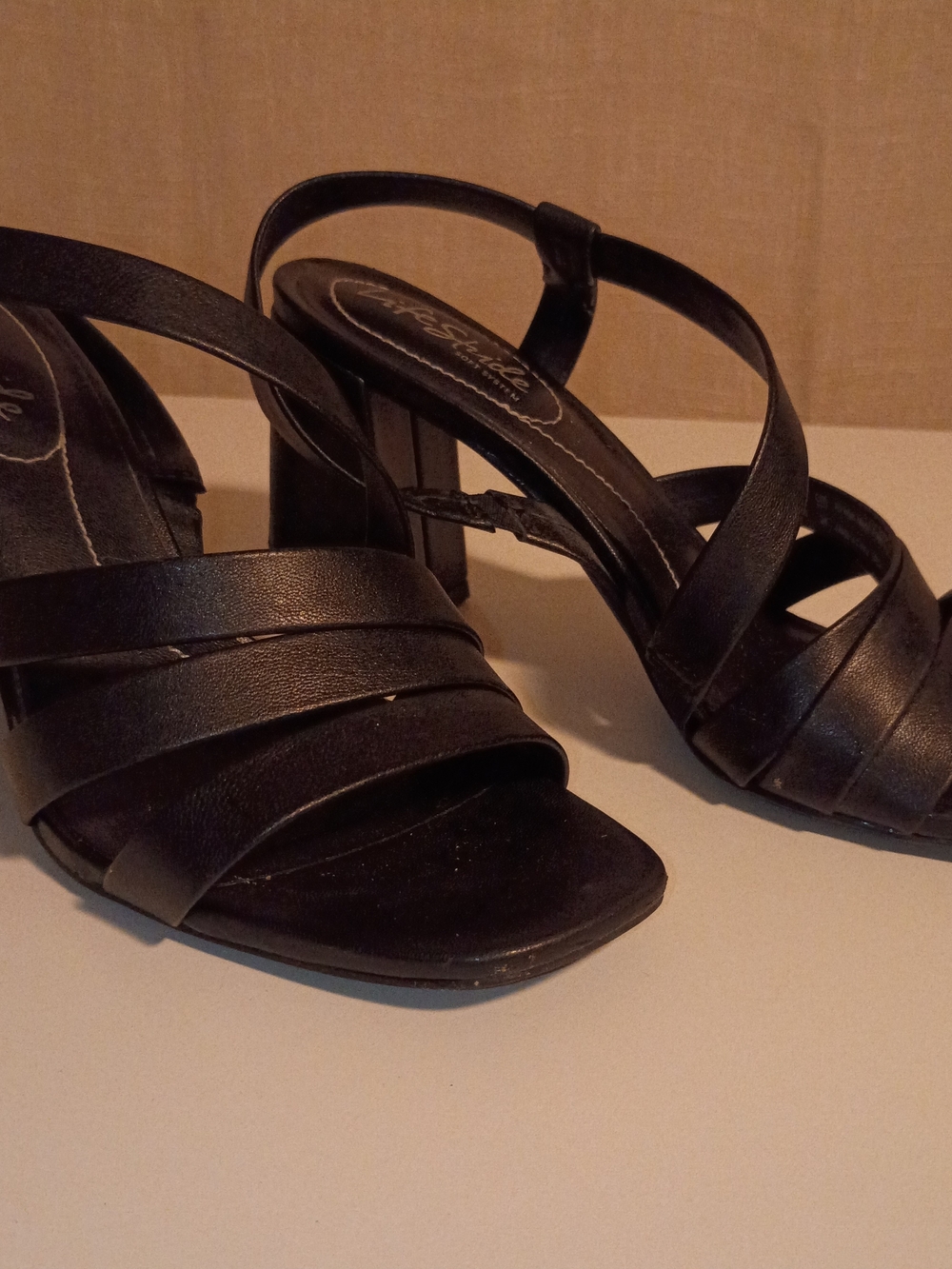 Women's Black Life Stride Strappy Block Heel